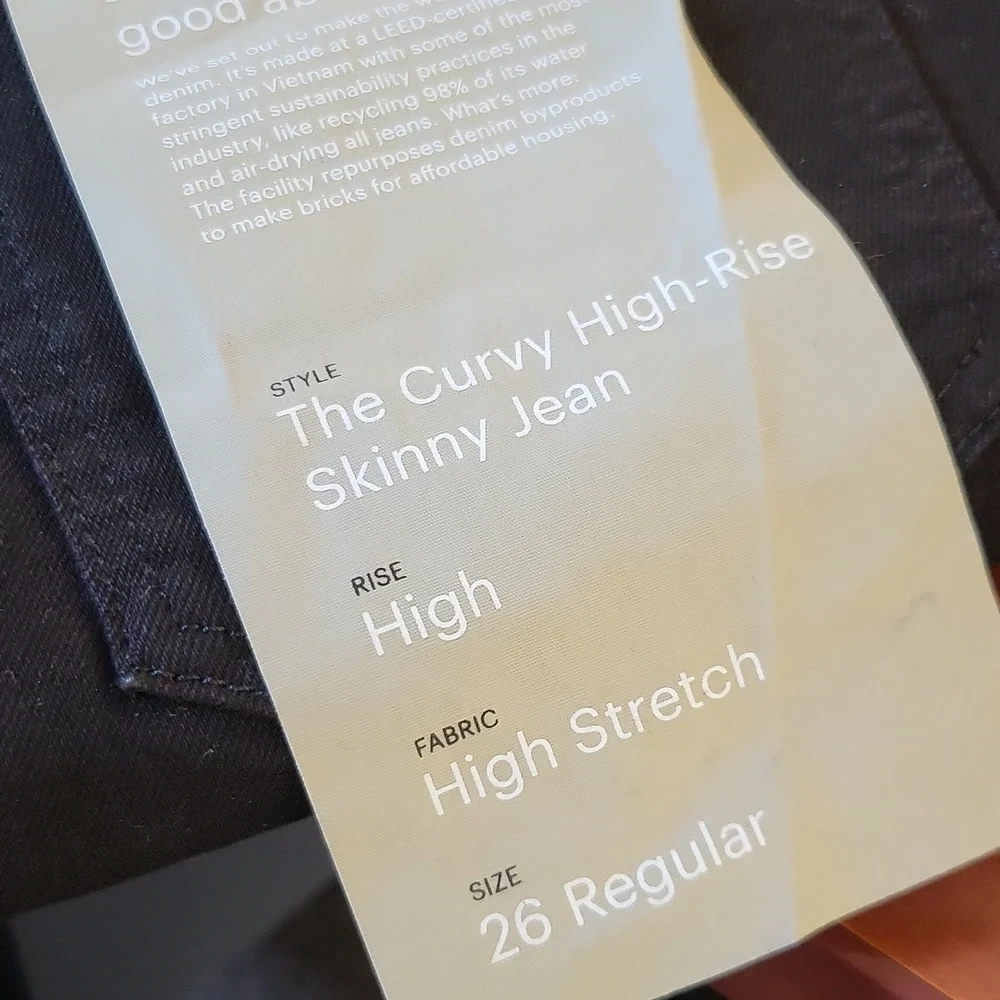 Everlane Black Curvy High Rise Skinny Jeans sz 26 regular - Picture 6 of 6